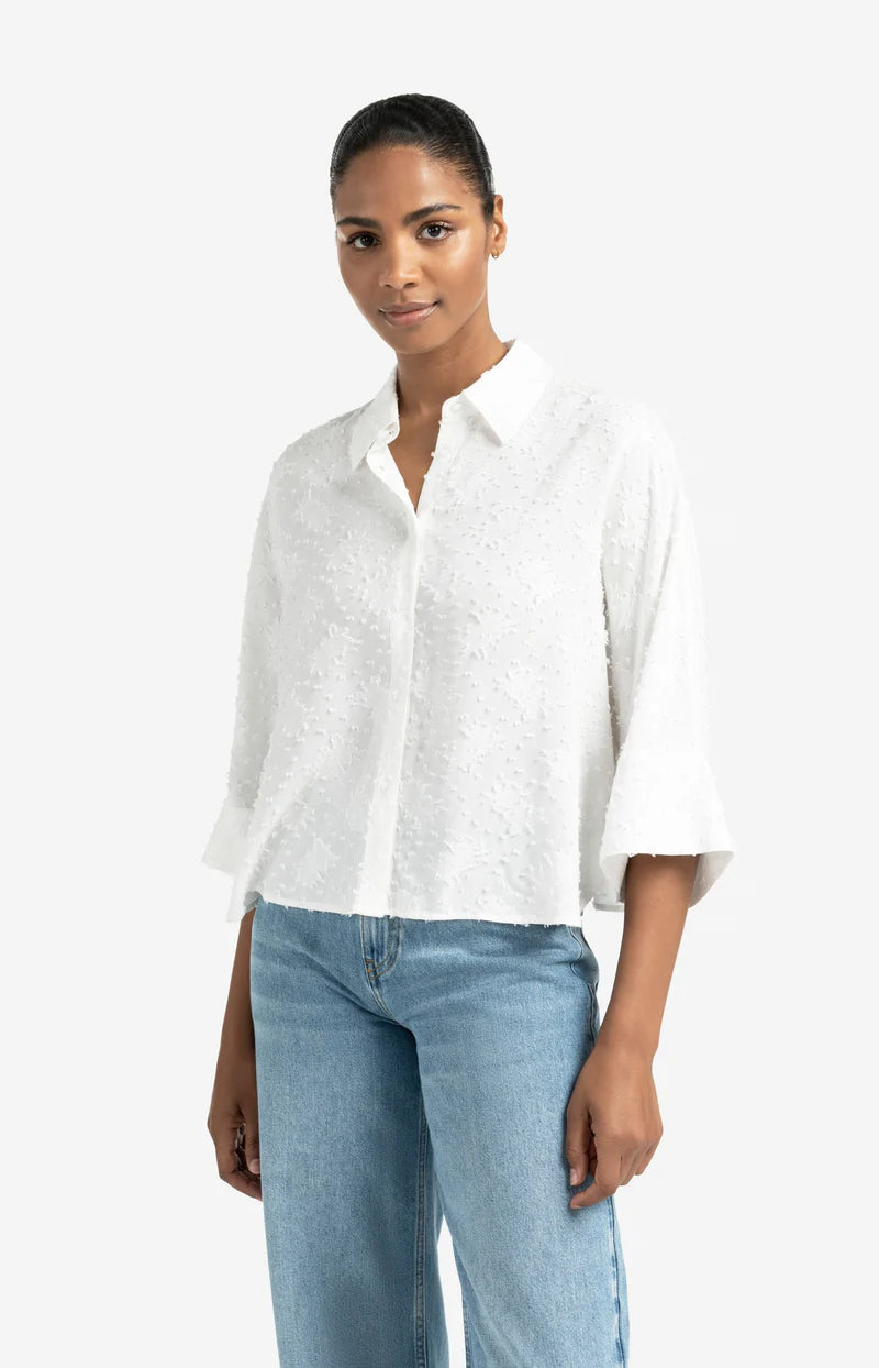 Chemise aérée courte avec détails de coutures YAYA