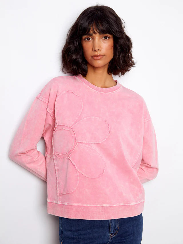 Chandail à manches longues avec appliqué floral