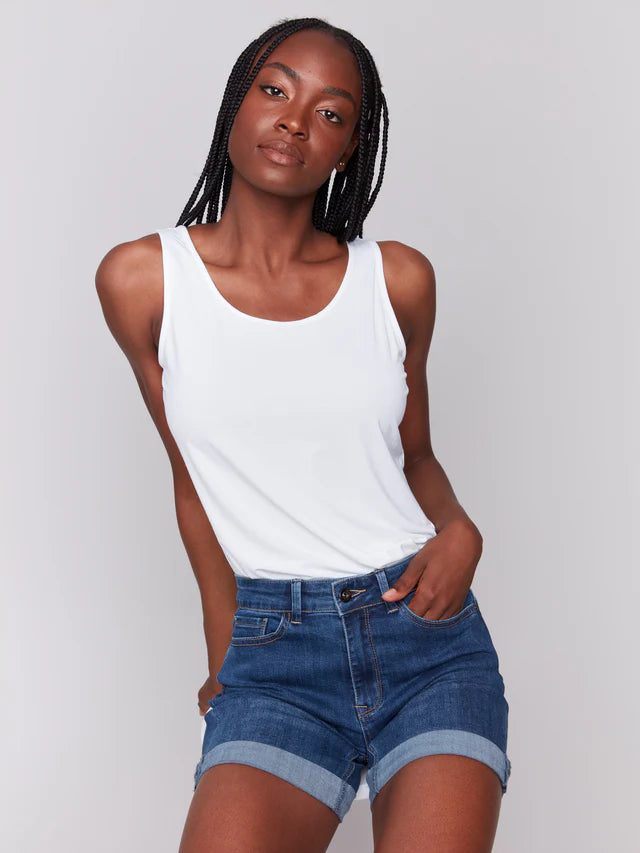 Shorts en denim à revers roulé CHARLIE B