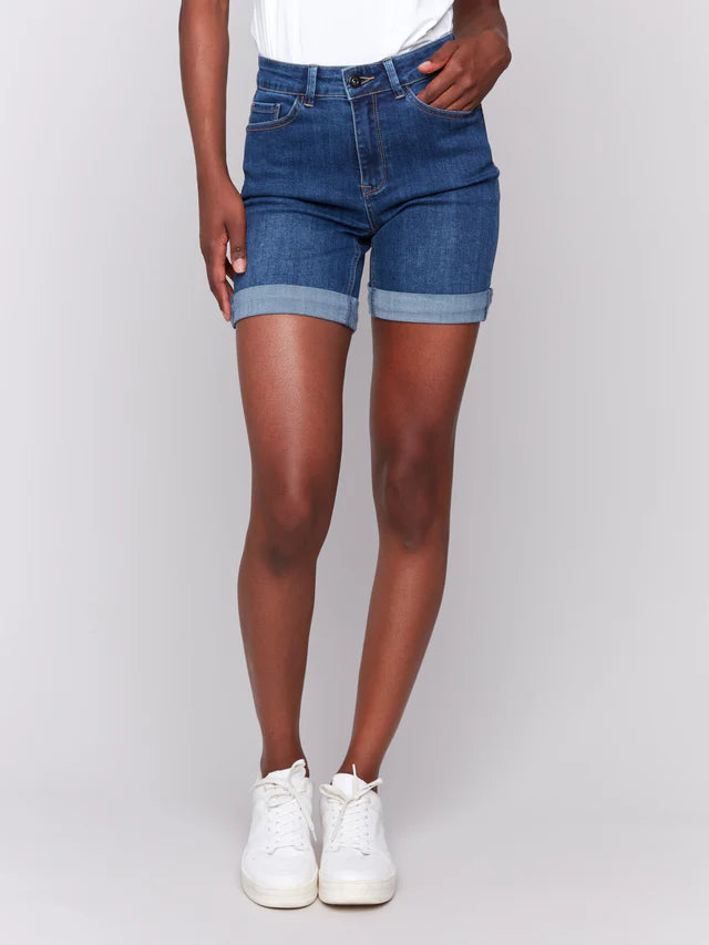 Shorts en denim à revers roulé CHARLIE B