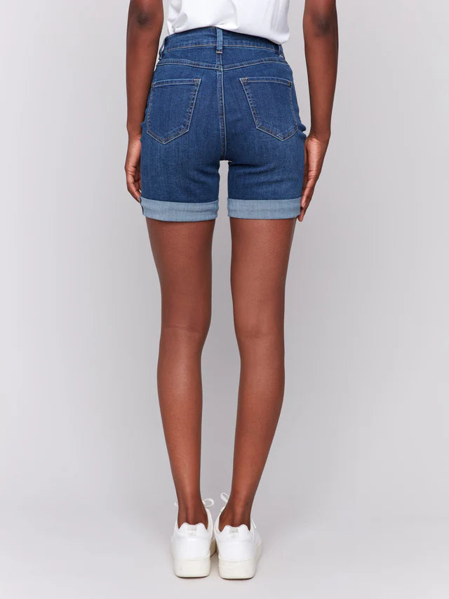 Shorts en denim à revers roulé CHARLIE B