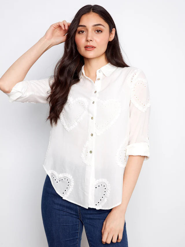 Chemise en coton texturée à boutons CHARLIE B