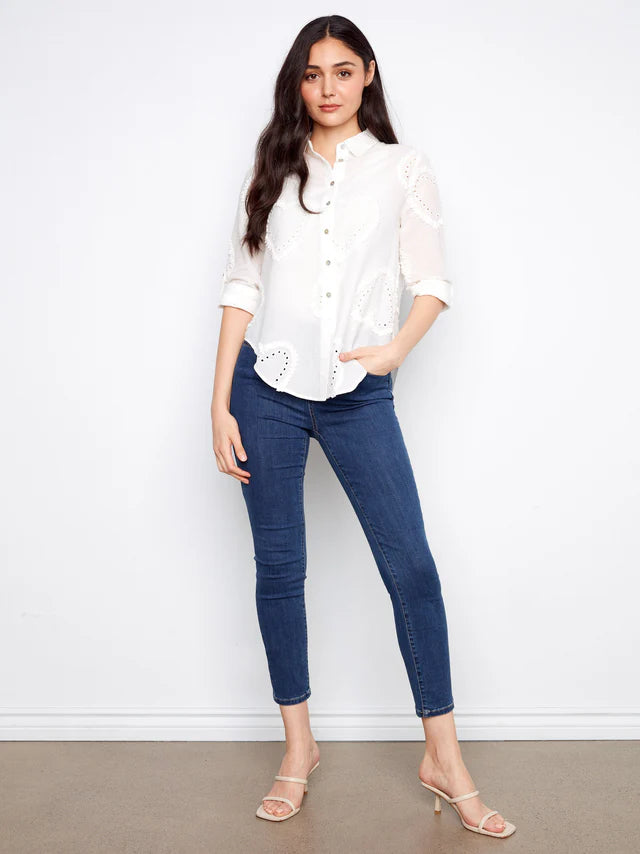 Chemise en coton texturée à boutons CHARLIE B