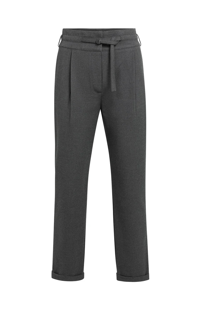 Pantalon taille haute avec ceinture décorative