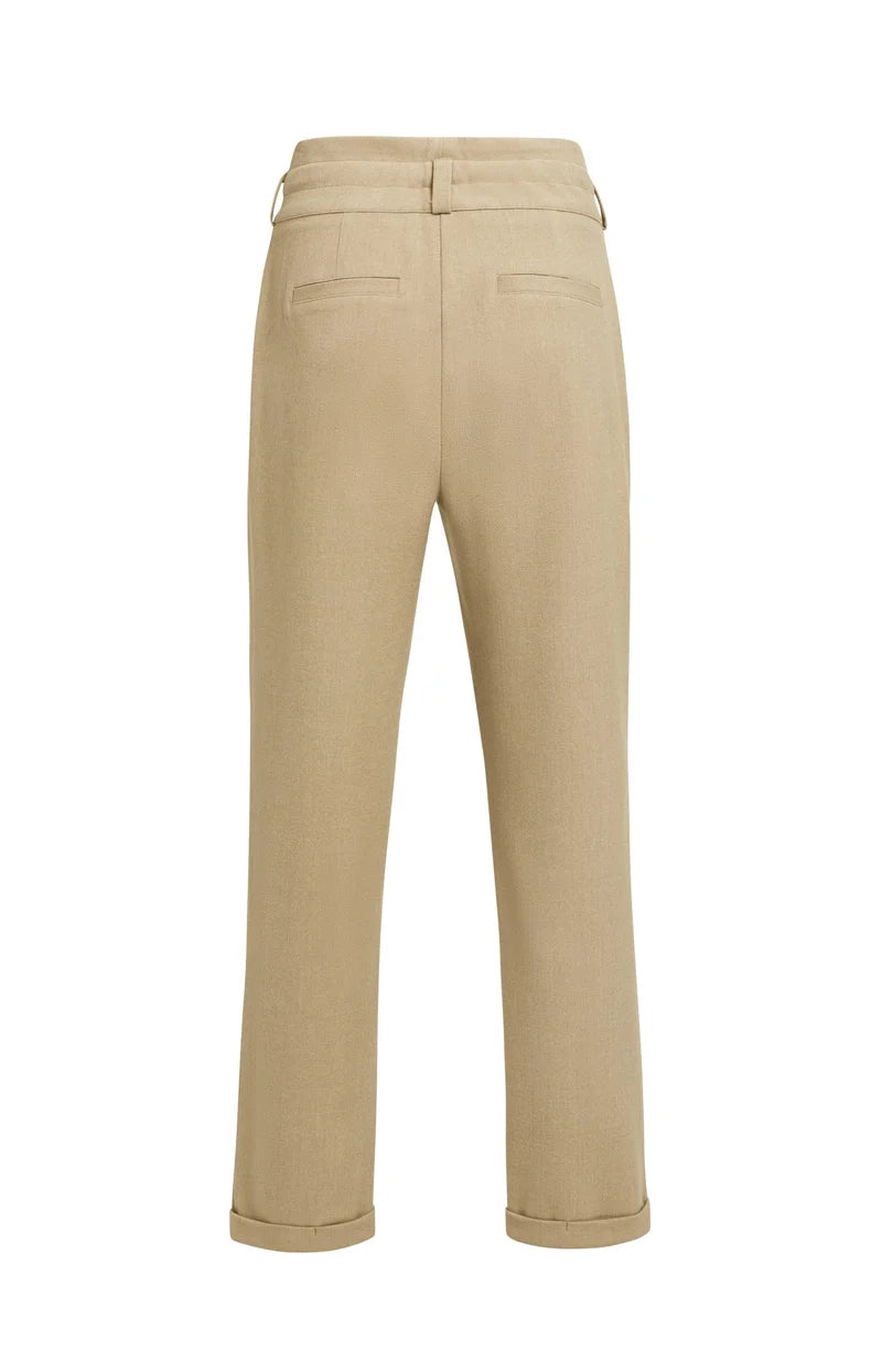 Pantalon taille haute avec ceinture décorative