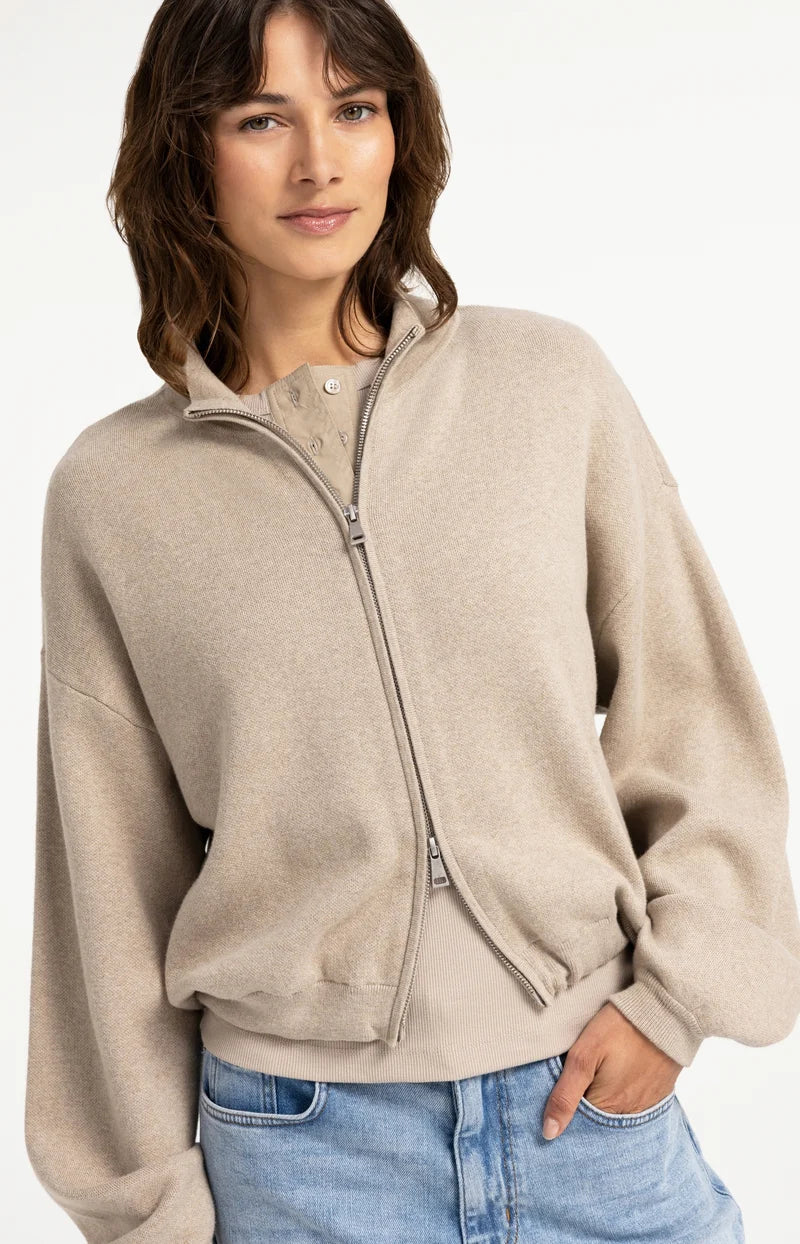 Cardigan en maille jacquard avec fermeture zippée