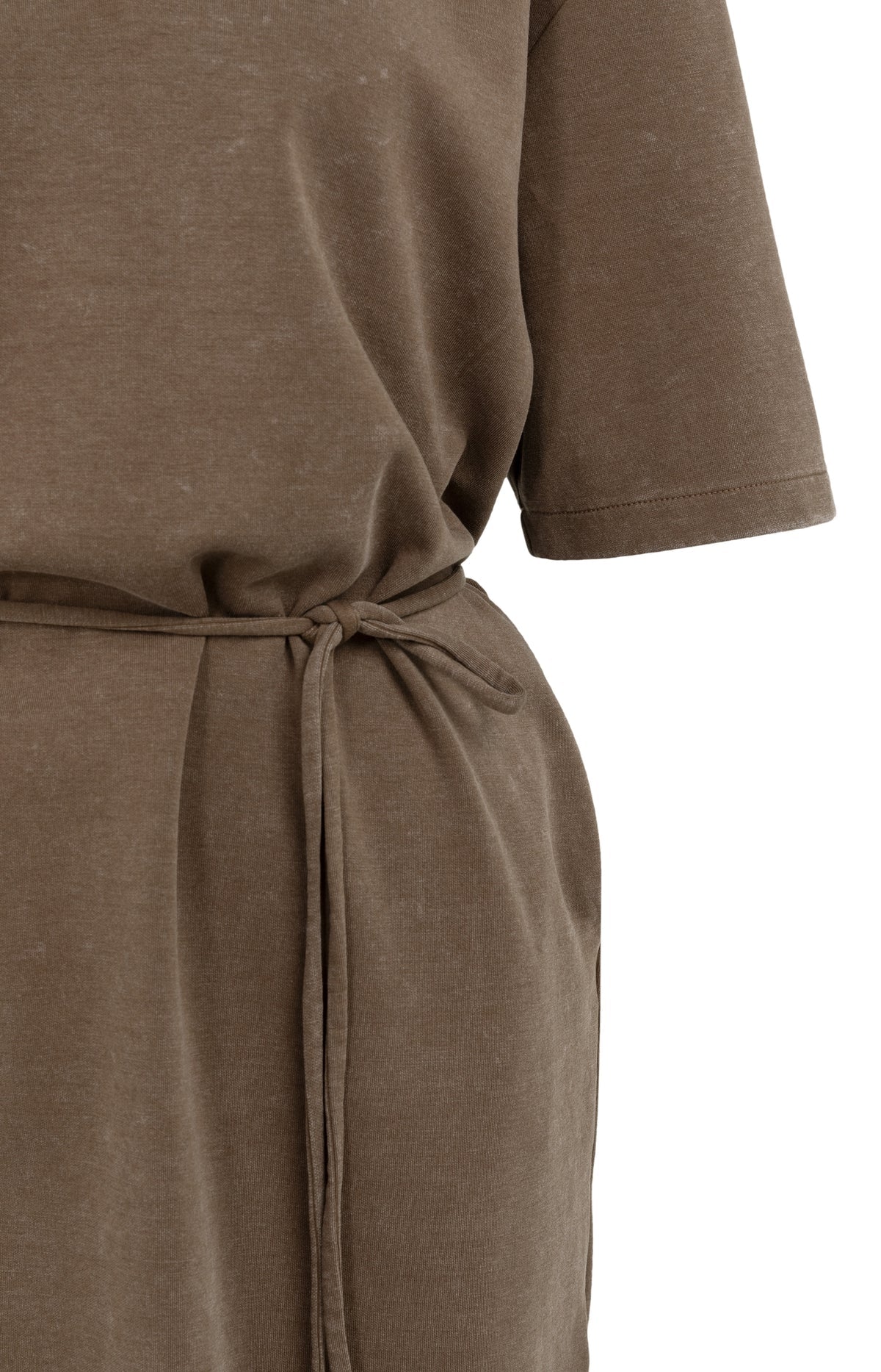 Robe jersey à col en V et ceinture à cravate