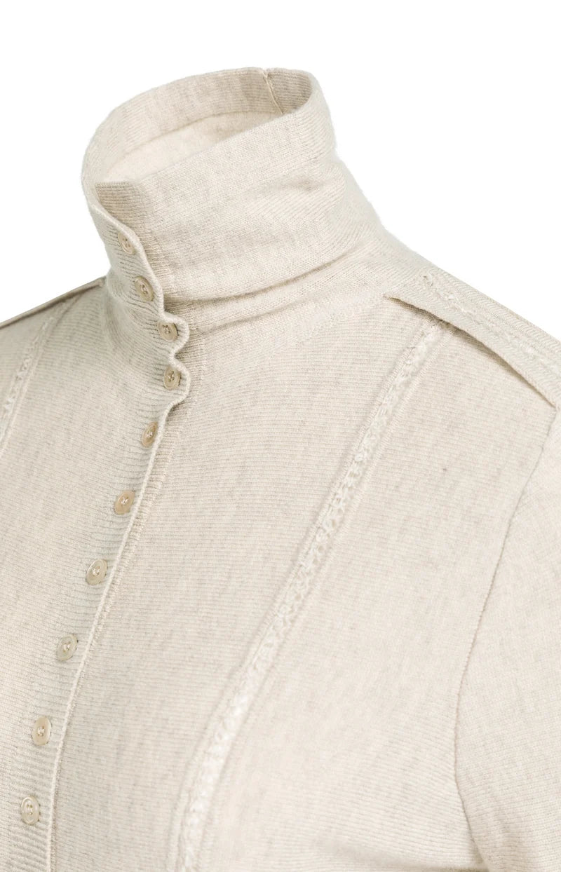 Cardigan en maille à col haut avec fermeture boutonnée