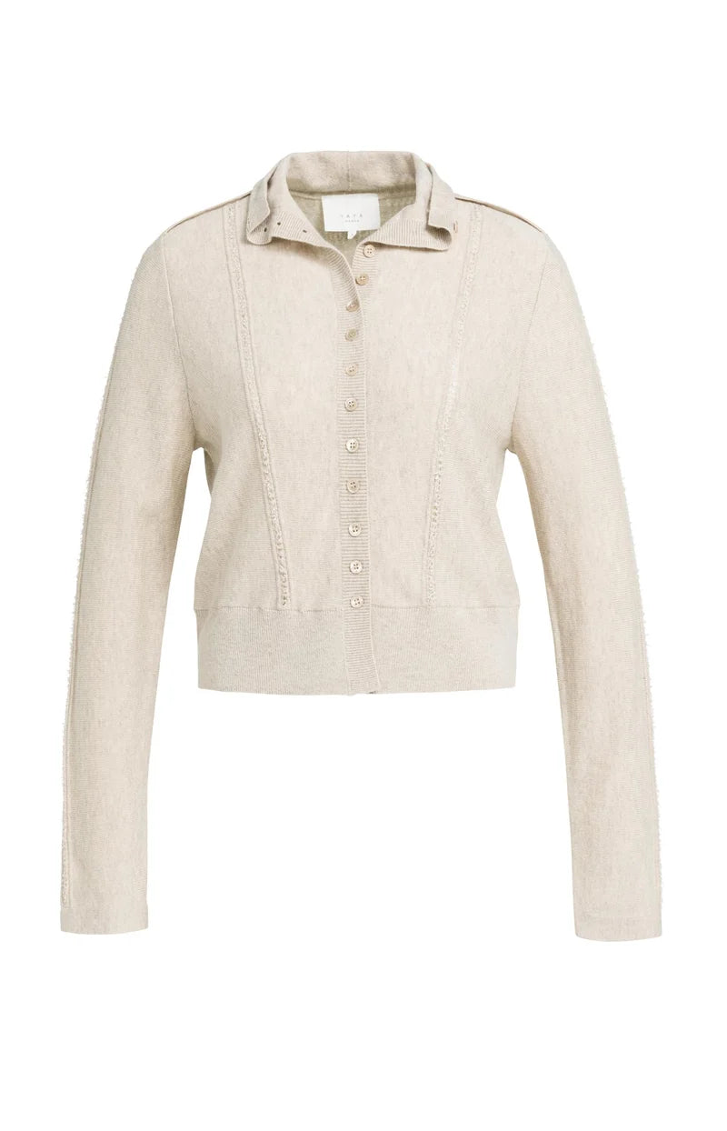 Cardigan en maille à col haut avec fermeture boutonnée