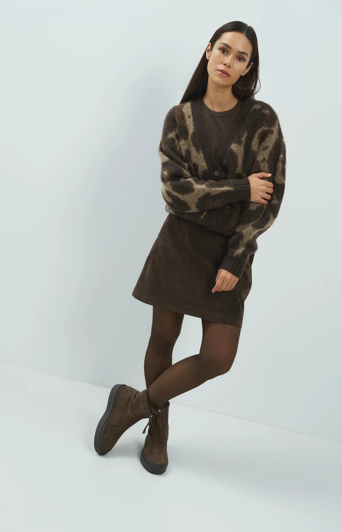 Cardigan en maille à motif, manches chauve-souris