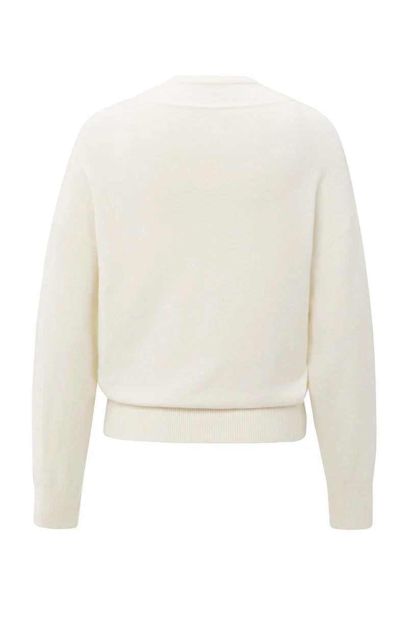 Pull en maille, col V profond avec haut assorti YAYA