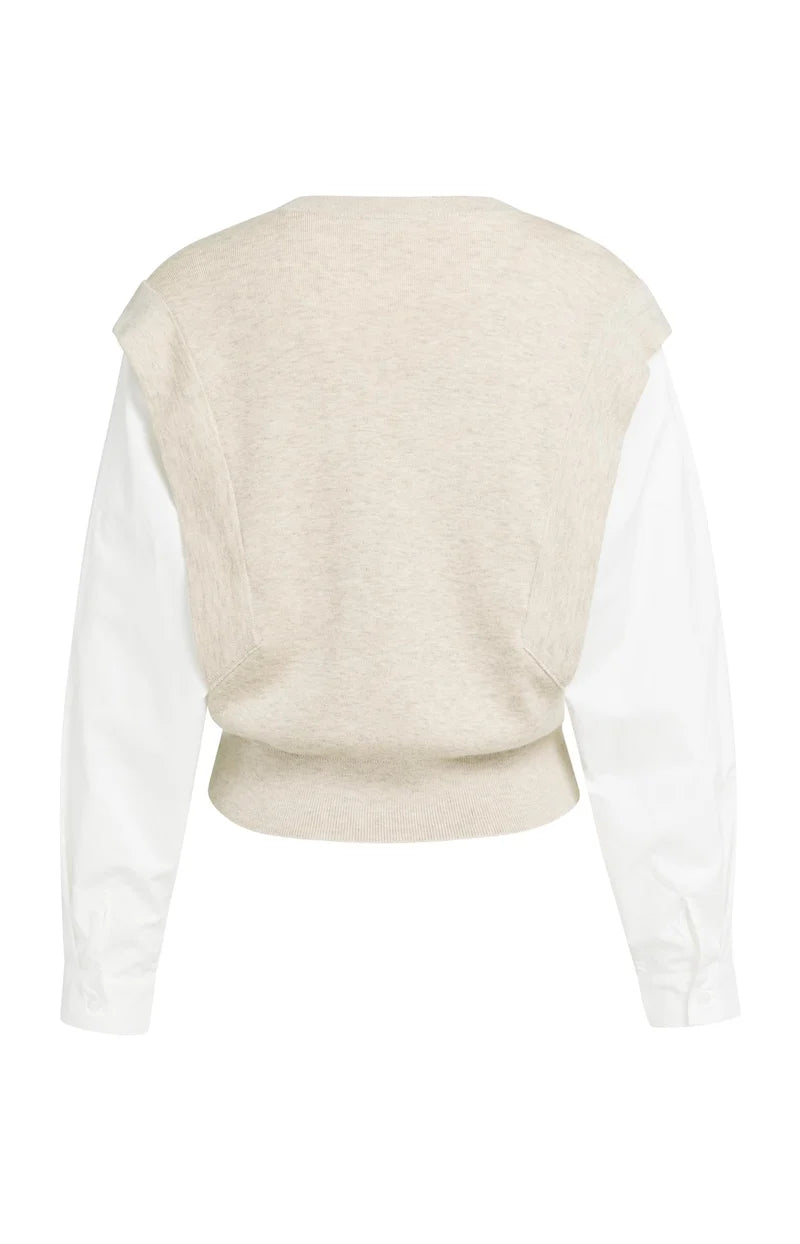 Pull en maille avec manches en tissu