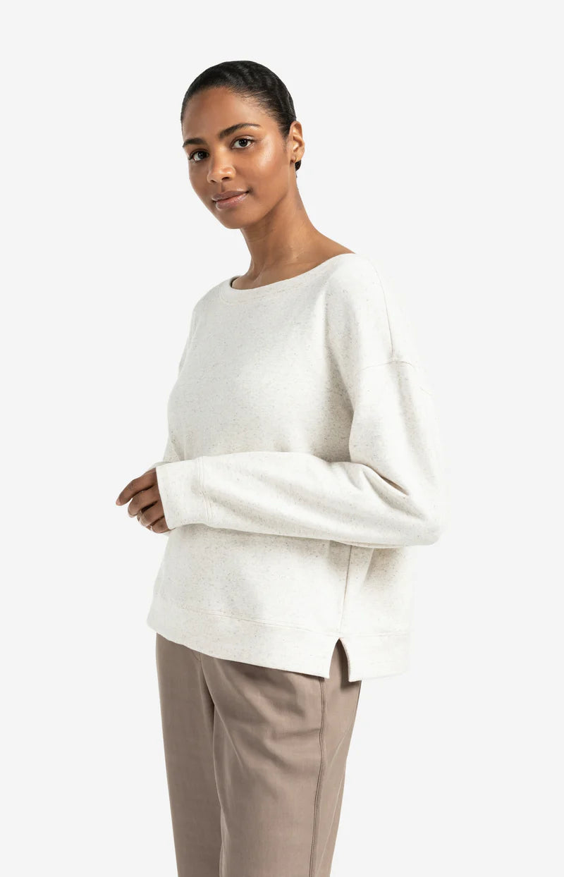 Sweat en maille mélangée, col bateau et fente sur le côté YAYA