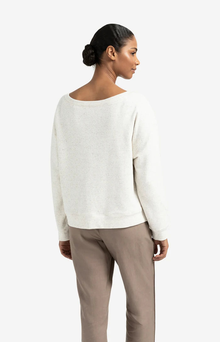 Sweat en maille mélangée, col bateau et fente sur le côté YAYA