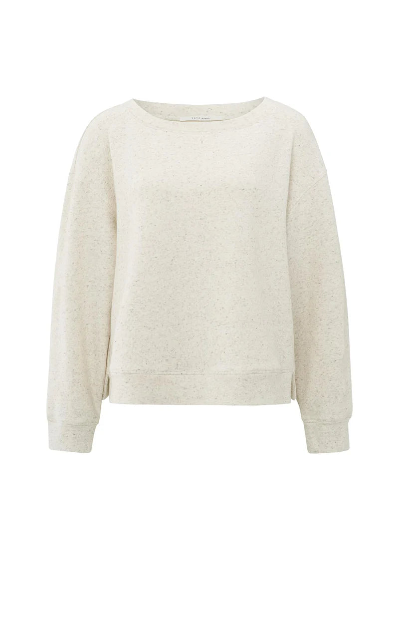Sweat en maille mélangée, col bateau et fente sur le côté YAYA