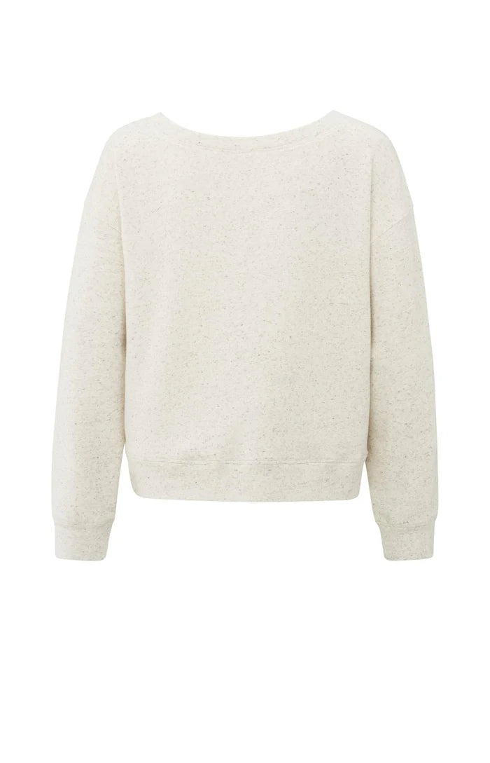 Sweat en maille mélangée, col bateau et fente sur le côté YAYA