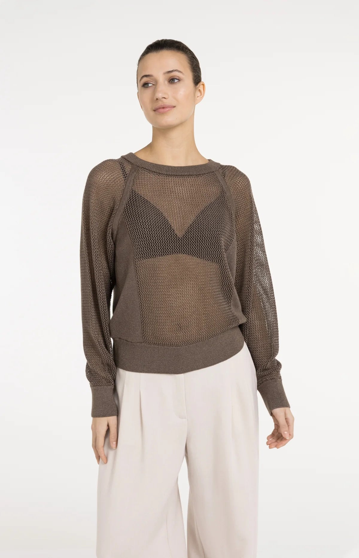 Pull tricoté au point de maille avec manches raglan