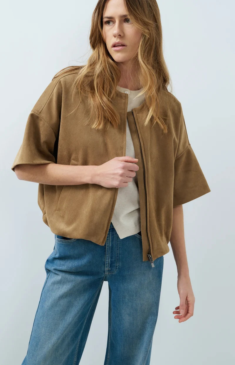 Veste oversize en suédine avec manches courtes