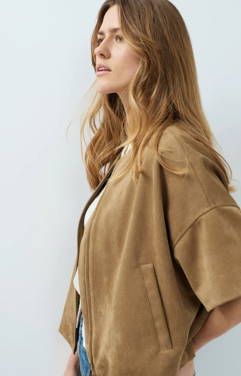 Veste oversize en suédine avec manches courtes