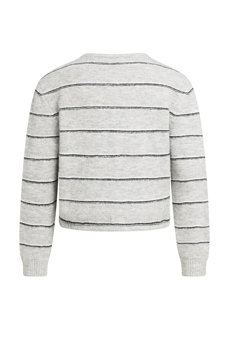 Cardigan rayé en maille avec lien à nouer