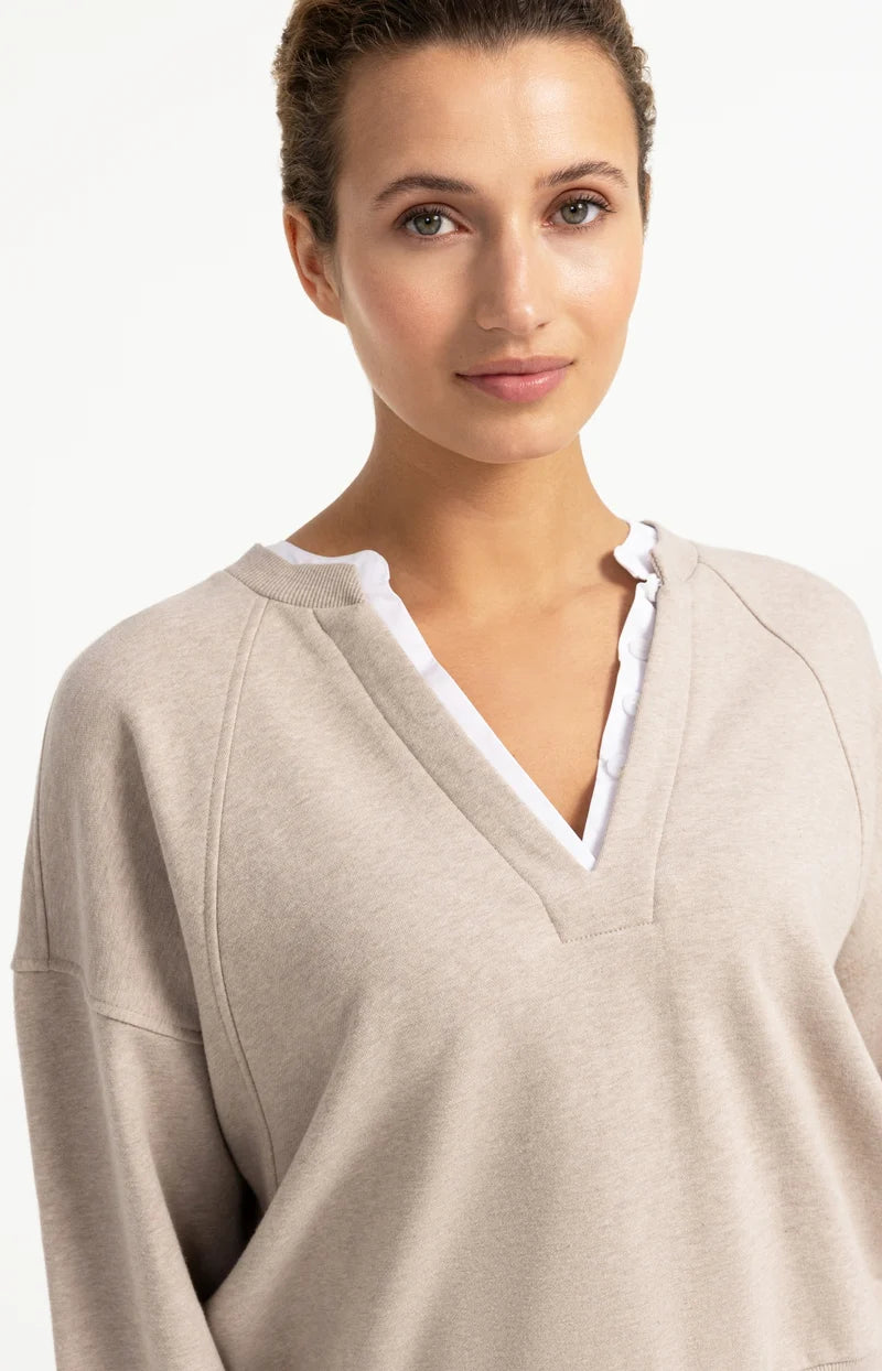 Sweat-shirt à col en V en tissu
