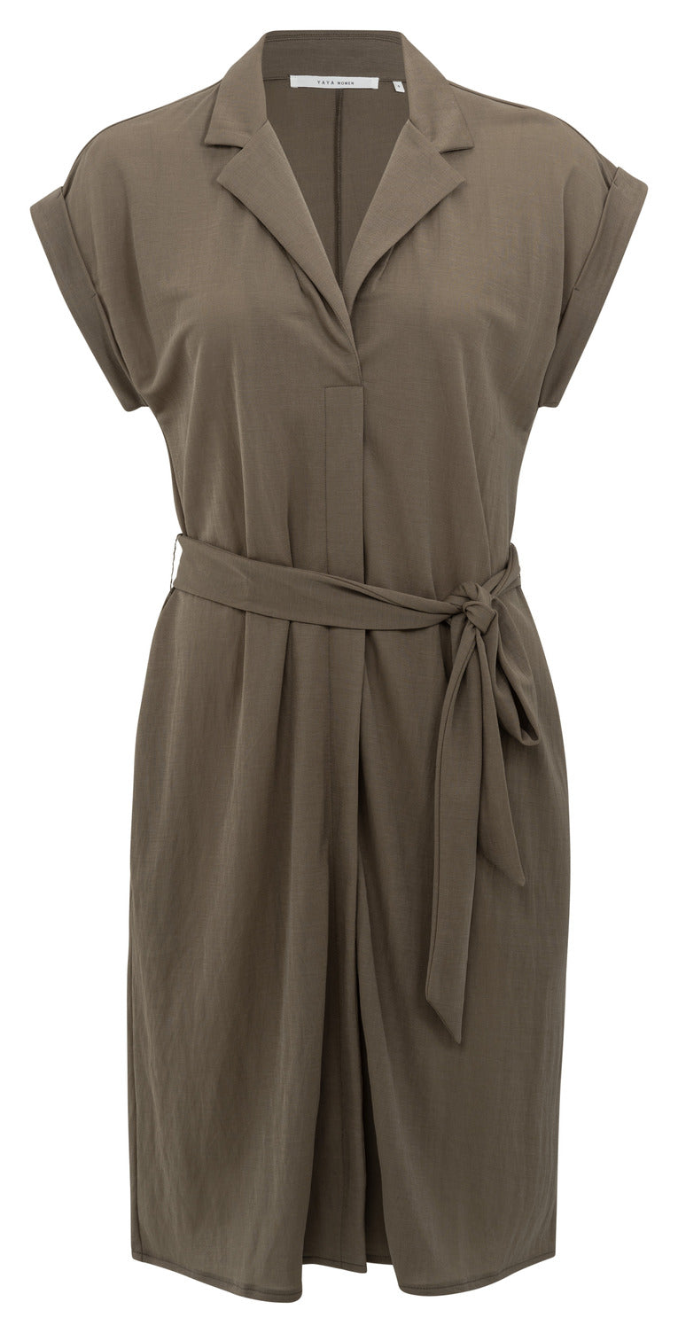 Robe en jersey avec col chemise et ceinture à nouer YAYA