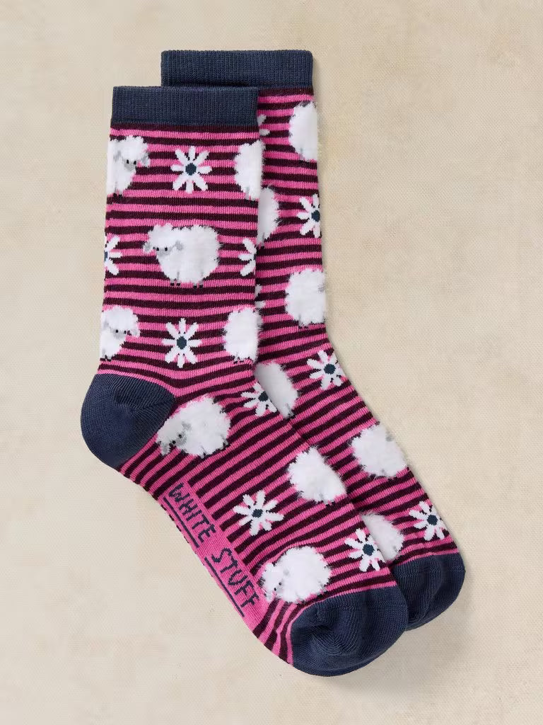Chaussette Rayures Duveteuse Moutons
