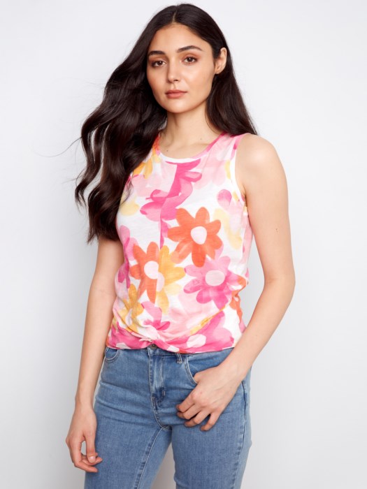 Col imprimé avec ourlet torsadé à l'avant CHARLIE B