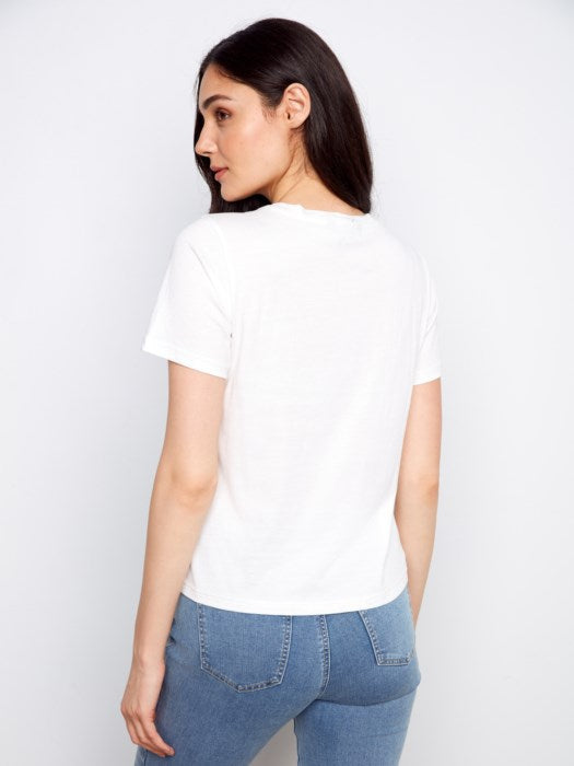 T-shirt à manches courtes avec broderie à l'ourlet CHARLIE B