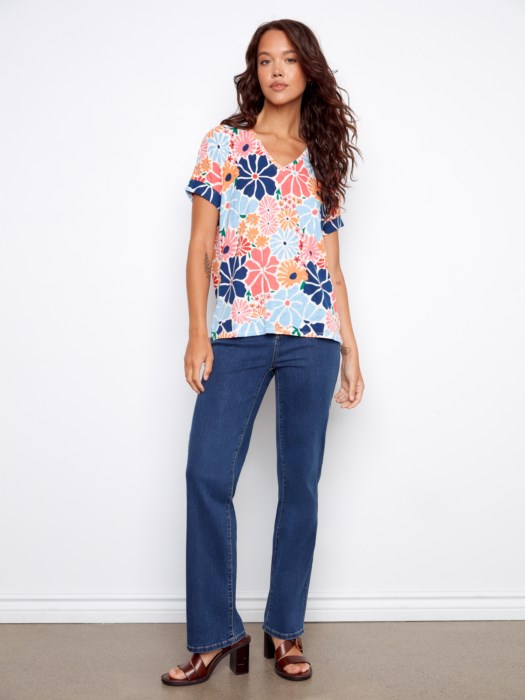 T-shirt à manches courtes avec col en V CHARLIE B