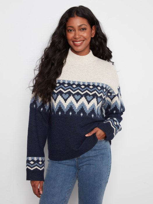 Pull à col moquetant Fair Isle