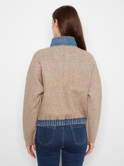 Veste pull en denim détaillé