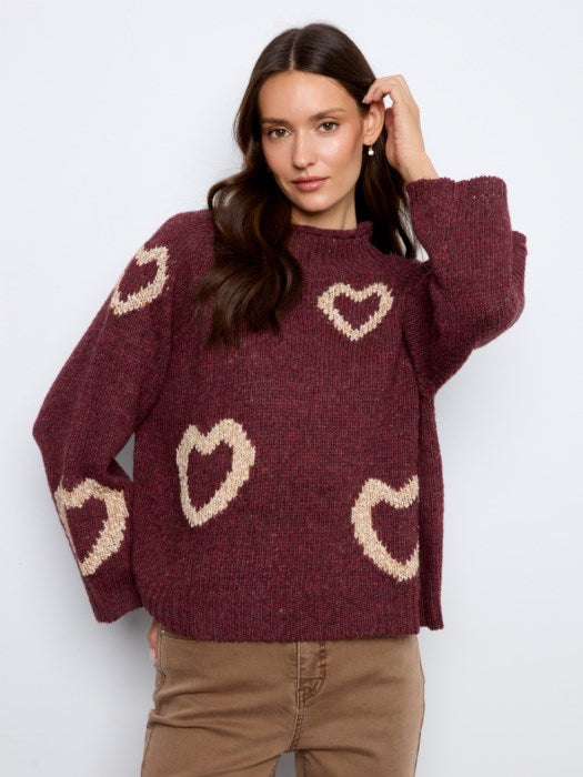 Pull en tricot à col faux en forme de cœur