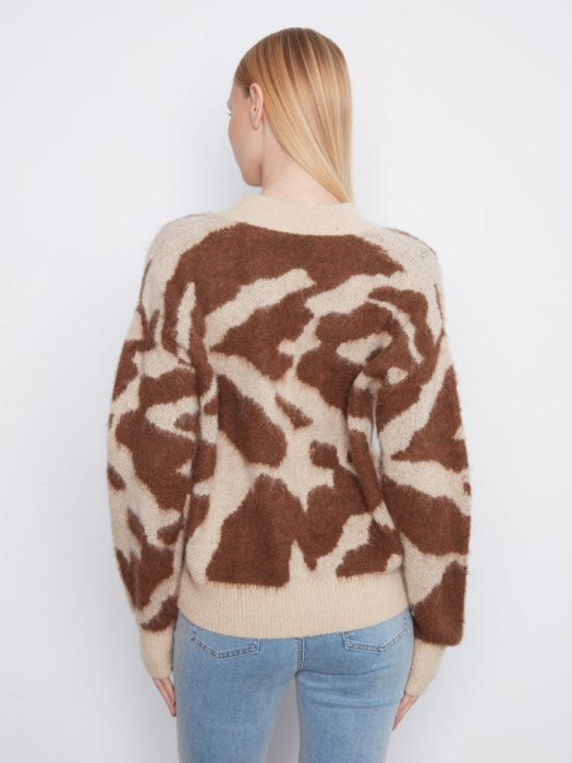 Cardigan à col en V à imprimé vache