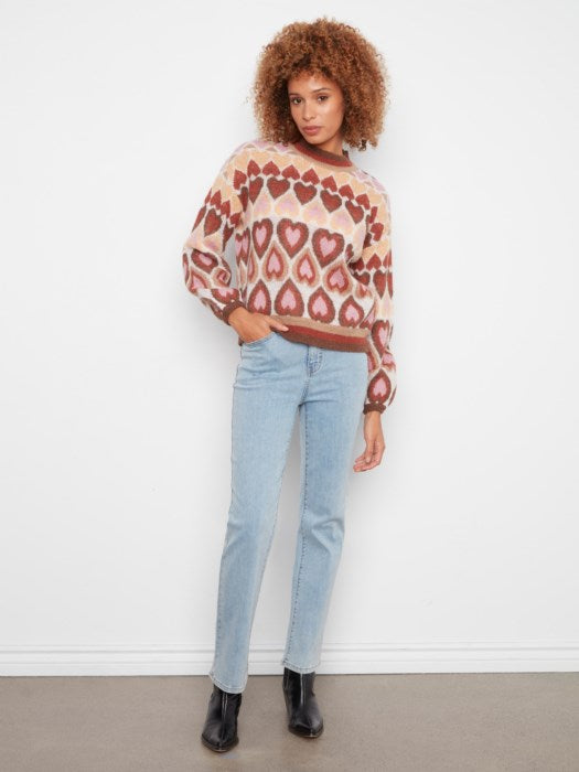 Pull à col cœurs