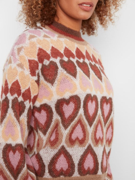 Pull à col cœurs
