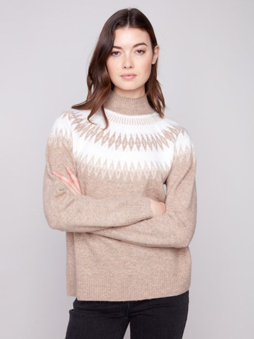 Après-Ski Jacquard Mock Neck Sweater CHARLIE B