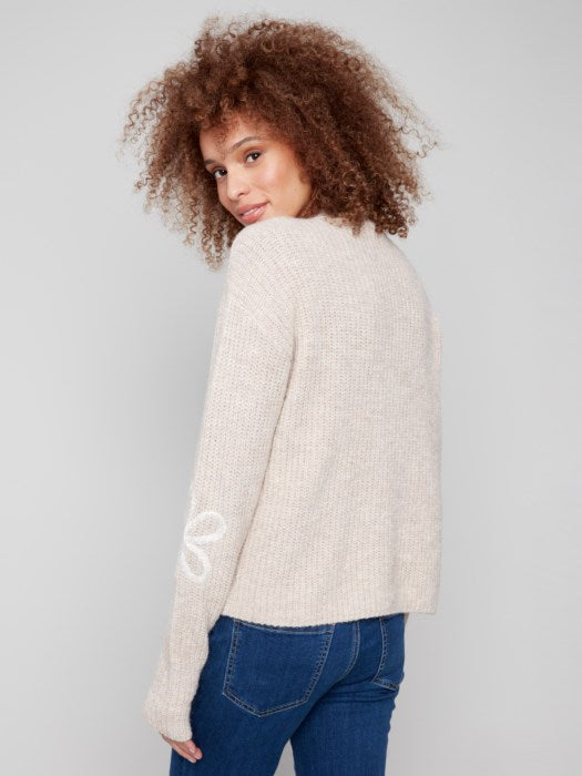 Mock Neck Floral Soutache Sweater CHARLIE B
