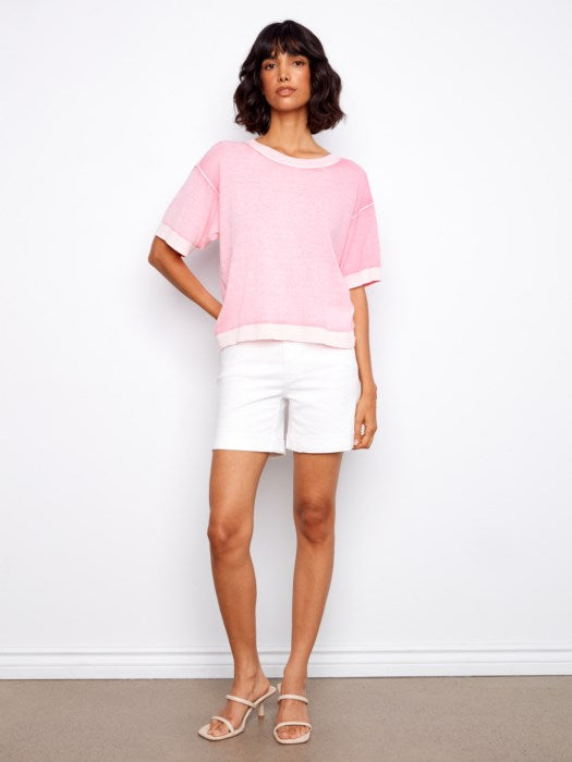 Pull à manches courtes avec impression inversée CHARLIE B