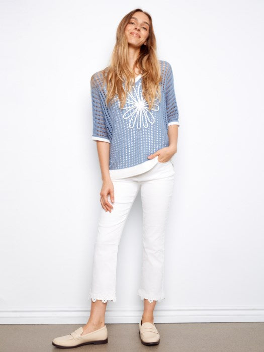 Pull à Filet Fleuri CHARLIE B