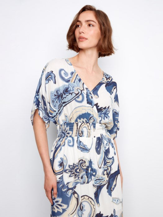 Robe maxi imprimée à manches