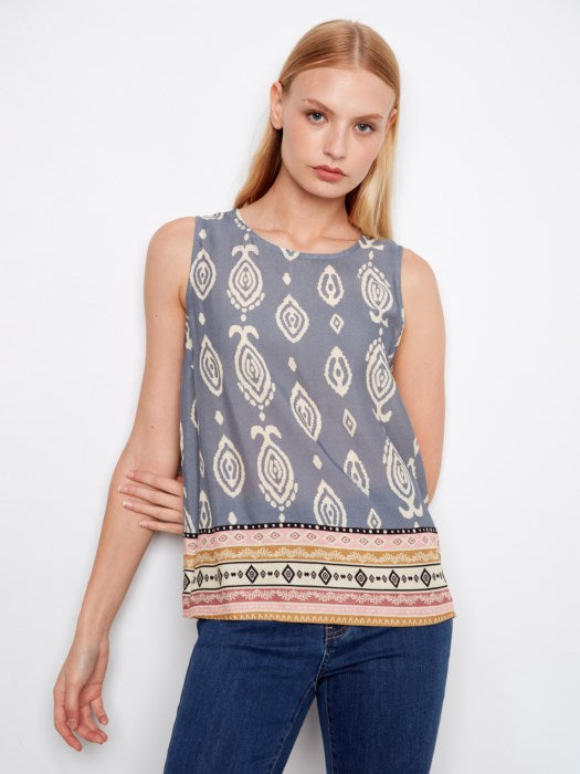 Printed Viscose Sleeveless Top CHARLIE B