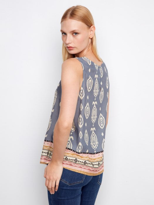 Printed Viscose Sleeveless Top CHARLIE B