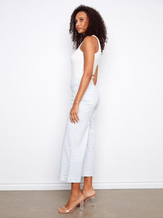 Pantalon évasé à poches patch rayé et court CHARLIE B