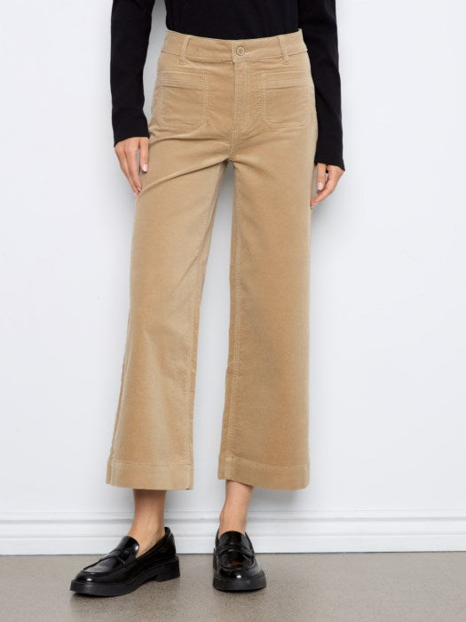 Pantalon en velours côtelé à poches courtes à jambes larges