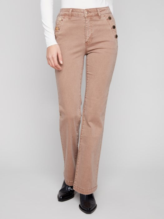 Pantalons en sergé à taille évasée avec boutons CHARLIE B