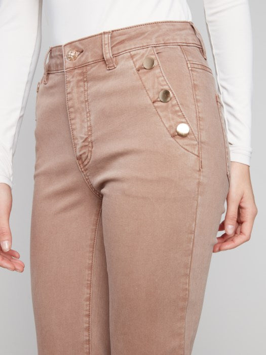 Pantalons en sergé à taille évasée avec boutons CHARLIE B