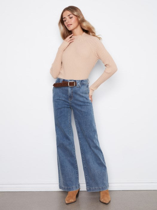 Jeans à jambes larges avec ceinture amovible