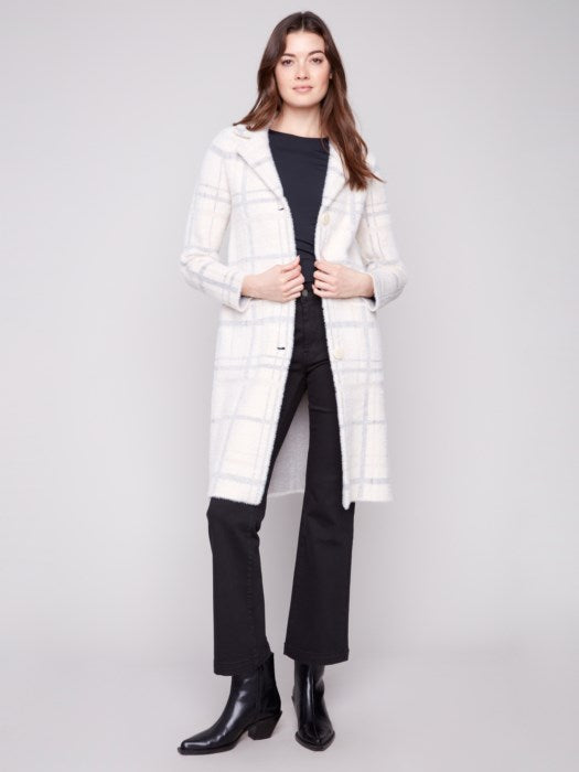 Manteau long en maille à carreaux CHARLIE B