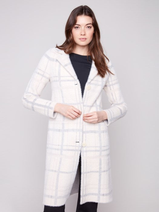 Manteau long en maille à carreaux CHARLIE B